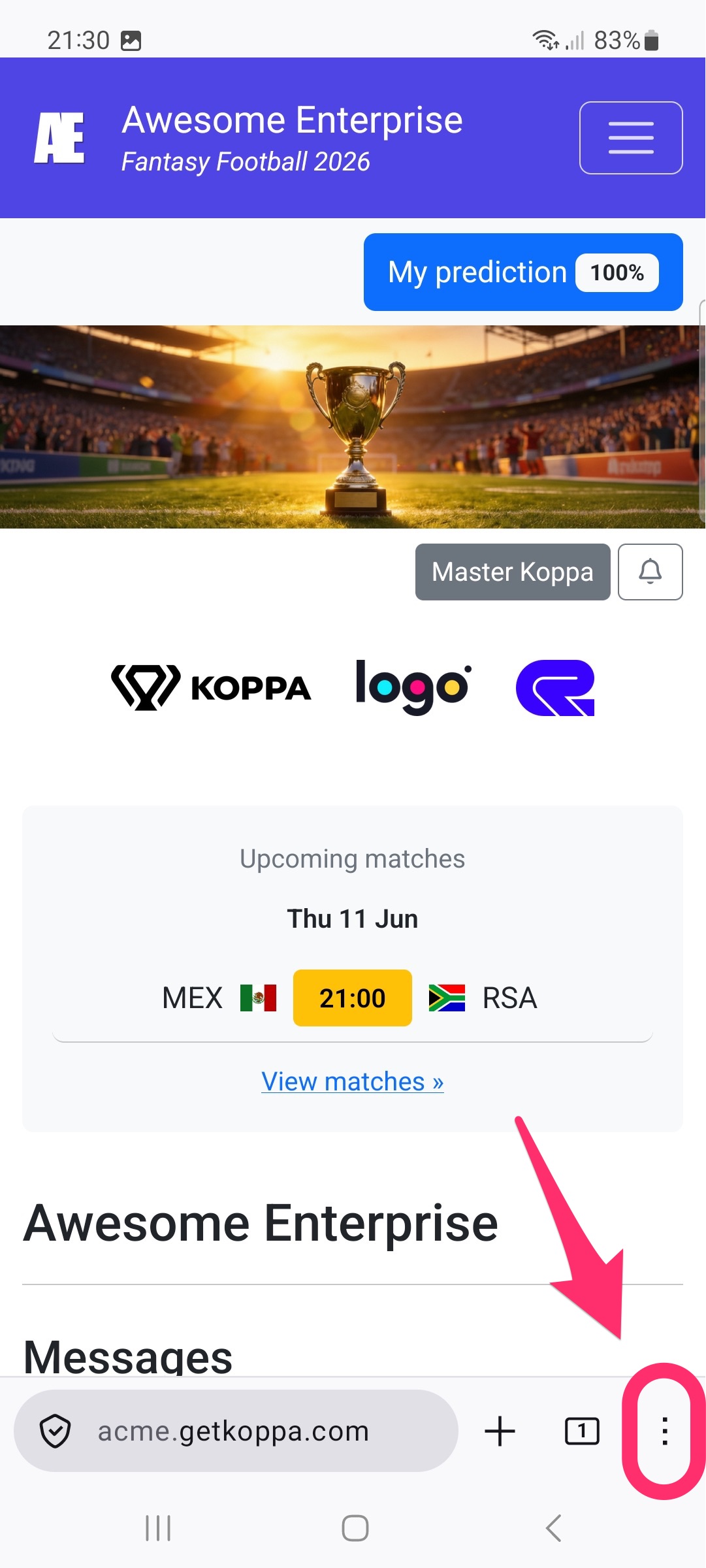 Botón del menú de Firefox en Android